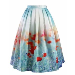 Floral Pleated Midi Skirt  SZ Small